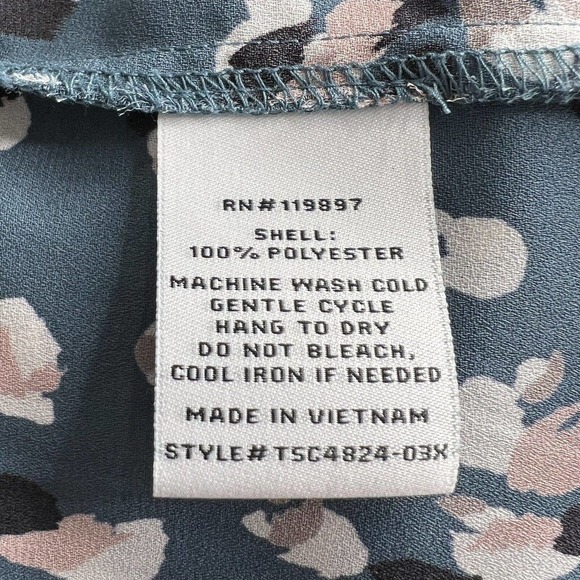 Collective Concepts Plus Size Blue Pink Abstract Leopard Print 3/4 Sleeve Top 2X - Picture 5 of 8